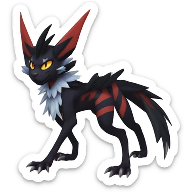 Cool Anthro Black Noivern-Absol-Litten-Pokémon with edgy stripes hoodie spiked collar punk Full Body sticker
