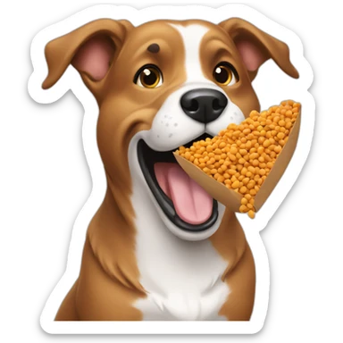 happy dog putting dog food in its mouth sticker