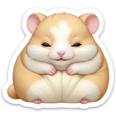 Meme-Worthy Cute Sleeping Cream Hamster Portrait Emoji, Head resting peacefully with a contented smile, showcasing a delightfully compact build and a luxuriously soft cream fur, eyes shut in a serene nap, Simplified yet hilariously adorable features, highly detailed, glowing with a soft, drowsy light, high shine, relaxed and utterly lovable, stylized with an air of playful laziness, bright and heartwarming, soft glowing outline, capturing the essence of a comically sleepy hamster, so meme-worthy it feels like it could instantly become the next viral sensation of adorable slumber! sticker