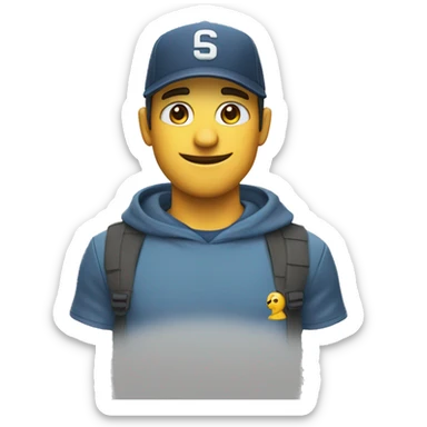 Create a character called trendinho shop with a cap and shirt written Trend Shop Promotions sticker