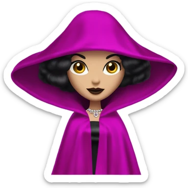 Fucshia ‘n Fur Barbie, Morticia Addams, cape,veil,funeralwear,showing off, show full body,accessories coat gloves  sticker