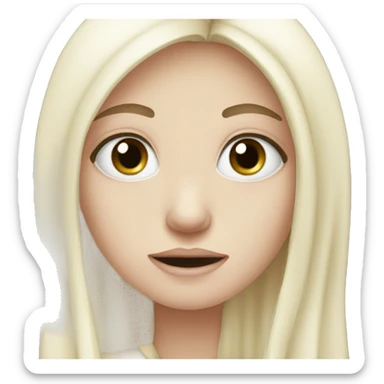 Pale girl with long black hair hungry  sticker