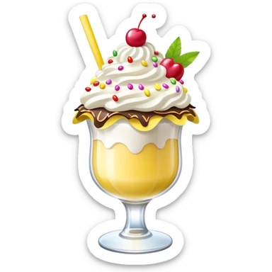cute banana split with toppings in a ruffled cocktail glass sticker