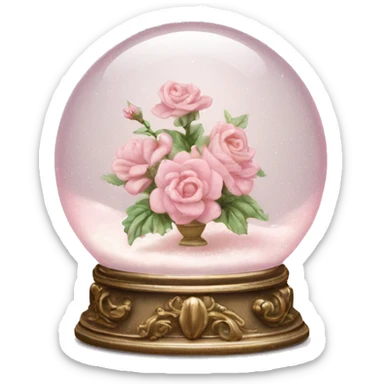 vintage rococo light pink dainty floral snow globe sticker