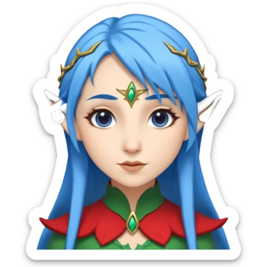 elf woman with blue hair sticker