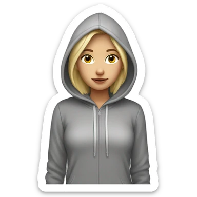 blonde girl with hoodie and sweats on sticker