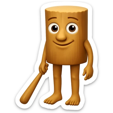 Create a high-fidelity emoji of a stump character, keeping the same pose, proportions, and expression as the reference image. Enhance the detail and make the background transparent. Maintain the character's original look and feel with improved clarity and refinement. sticker