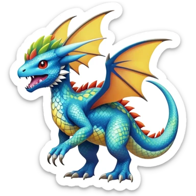 cool exotic fantasy-creature-Fakémon-Pokémon, full body, with markings sticker