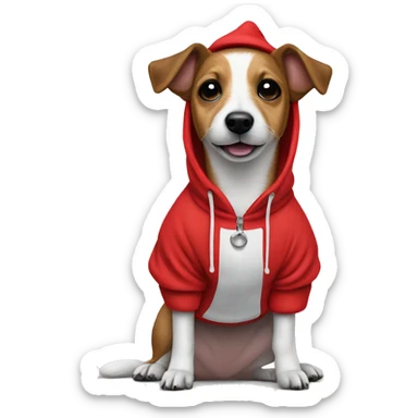 Jack Russel terrier wearing santa hoodie sticker