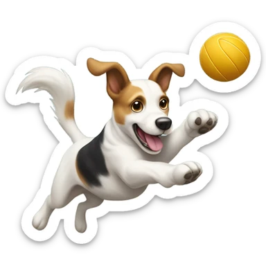 dog play volleyball sticker