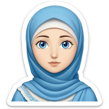 Turkish beautiful finish Konya girl blue eyes with moon hijab dress and watching the moonlight sky on the ground  sticker