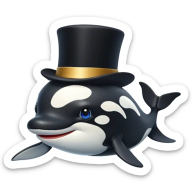 orca with a top hat sticker