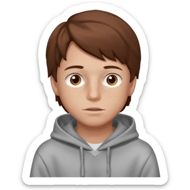 boy with glasses brown hair brown eyes freckles hoodie sticker