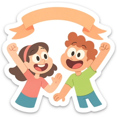 pastel orange ribbon, calArts 2010s cartoon style sticker