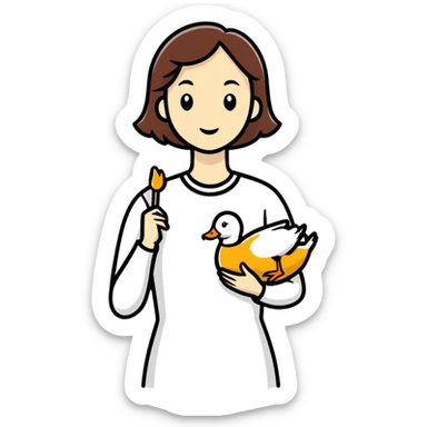 Mom with duck  sticker