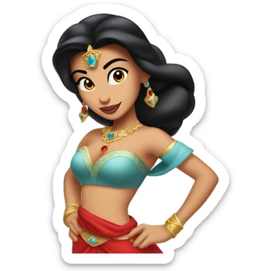 Princess jasmine from alladin wearing red hot outfit  sticker