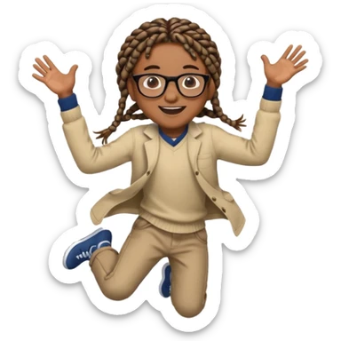 black boy with glasses and box braids jumping sticker