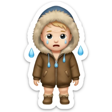 a full body of baby boy wearing fur clothing, crying



















 sticker