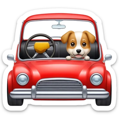 Dog with a cars sticker