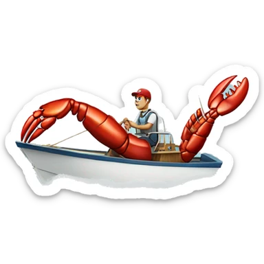 A lobster driving a boat sticker