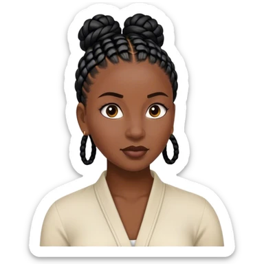 portrait of dark-skinned woman with black cornrows in a bun sticker