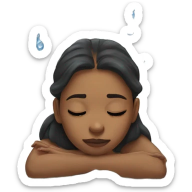 Girl lying in the puddle of tears sticker