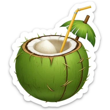 green coconut with straw sticker