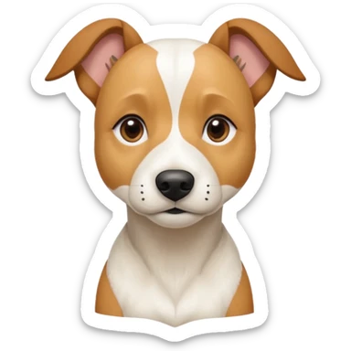 a full body facing front on of a buff white beagle cross jack russell terrier looking dog the size of a kelpie with light brown long ears resting on its face and a light brown patch above one eye and a large snout. the rest of the dog is completely white.  sticker