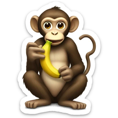 a monkey eating banana sticker