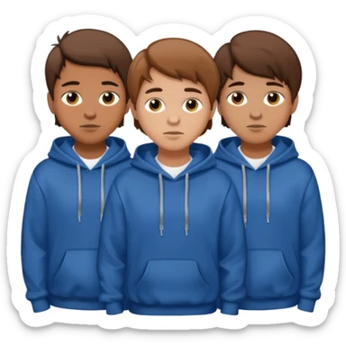 4 young men with brown hair, wearing hoodies sticker
