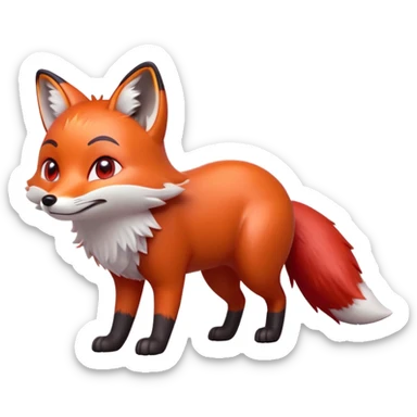 cinematic-[fox]-realistic-full-body-standing on all fours-emoji,-tail-tucked-close,-head-tilted-dramatically,-fox-[red]-fur,-simplified-yet-realistic-focused-features,-highly-detailed,-glowing-with-an-almost-sarcastic-glow  =expressive eyes sticker