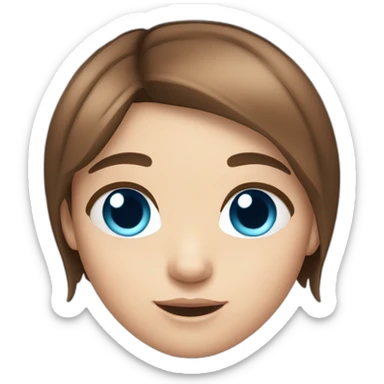 Cute girl with short straight brown hair and blue eyes sticker