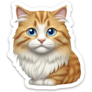 siberian cat with orange fur in the nose and ears, and light blue eyes sticker