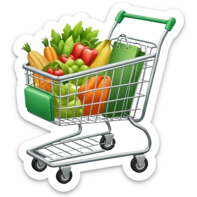 create shopping trolley emoji with green tone color sticker