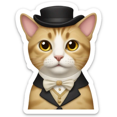cat dressed like Downton abbey character  sticker