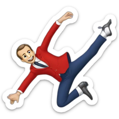 Macron qui fait une retourné acrobatique sticker