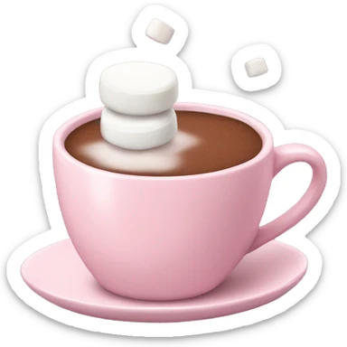 Light Pink mug of hot chocolate with marshmallows  sticker