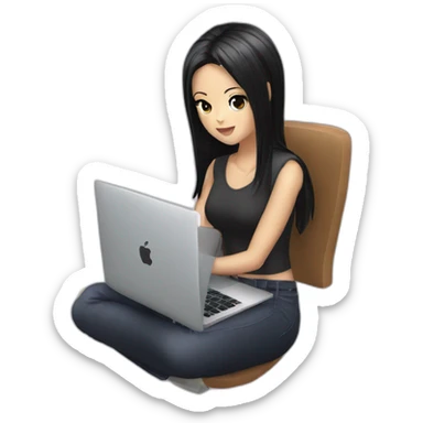 nico robin with a macbook sticker