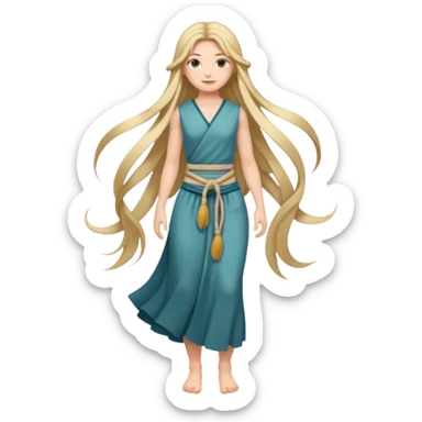 Empowered woman enjoying long tied hairs with full body side photo sticker