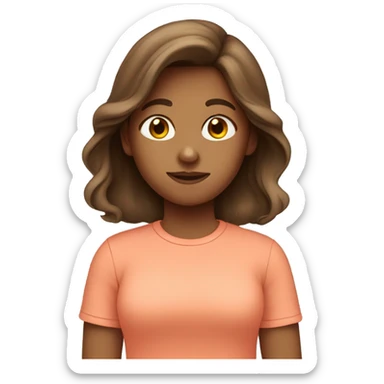 Annoying teen girl with salmon color tshirt and long brown hair sticker