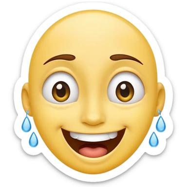 A joyful face emoji with wide eyes and a big smile, tears of laughter flowing.  sticker