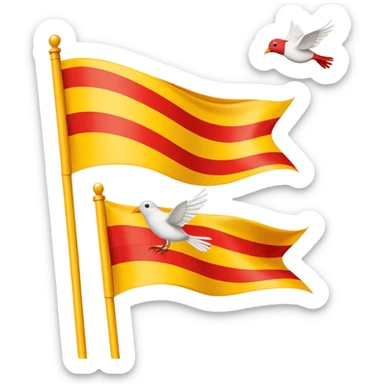 drapeau de Lorraine (fond jaune, une bande diagonale rouge dans laquelle se trouvent 3 silhouettes blanche d'oiseaux) sticker