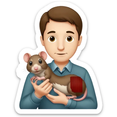 Ron Wizzly' from Harry Potter holding his pet rat in his right hand sticker