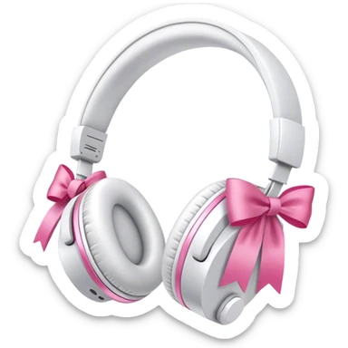 White headphones with pink bow sticker