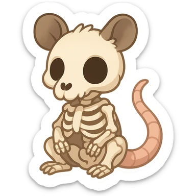 cute cartoon skeleton possum sticker