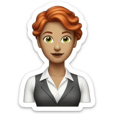business red hair women green eyes sticker