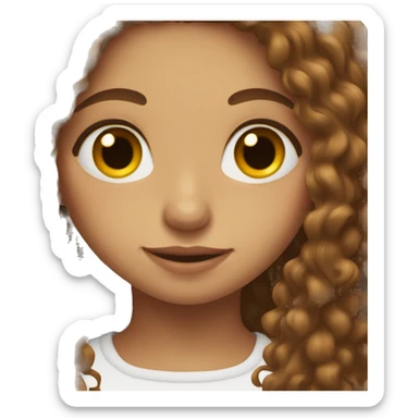 girl with brown eyes and long bro curly hairs sticker
