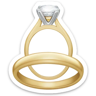Oval diamond engagement ring with gold band sticker