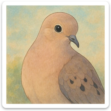 mourning dove, gentle, soft pastel colors sticker