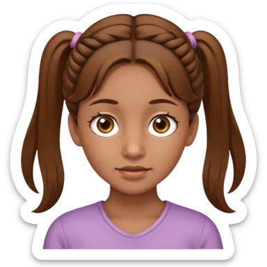Tan skinned woman with brown hair in pigtails and hazel colored eyes. sticker